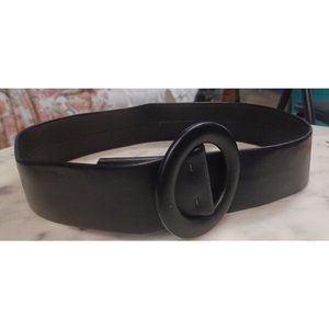 Women's Faux Leather Black Belt  with Black Buckle 32" L 2" Wide